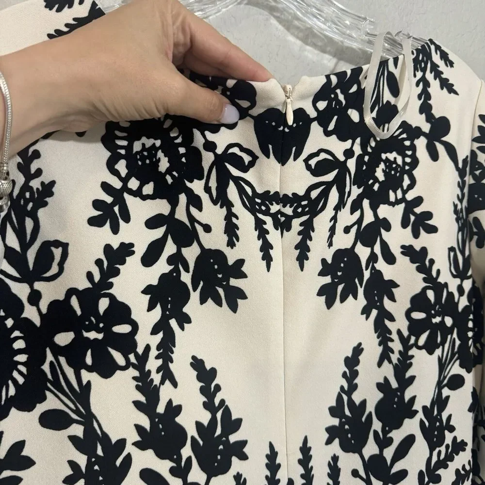 ELIZA J Black White and B Floral Black Sheath‎ Dress 6